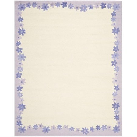 SAFAVIEH 8 x 10 ft. Large Rectangle Novelty Kids Ivory and Lavender Hand Tufted Rug SFK357A-8